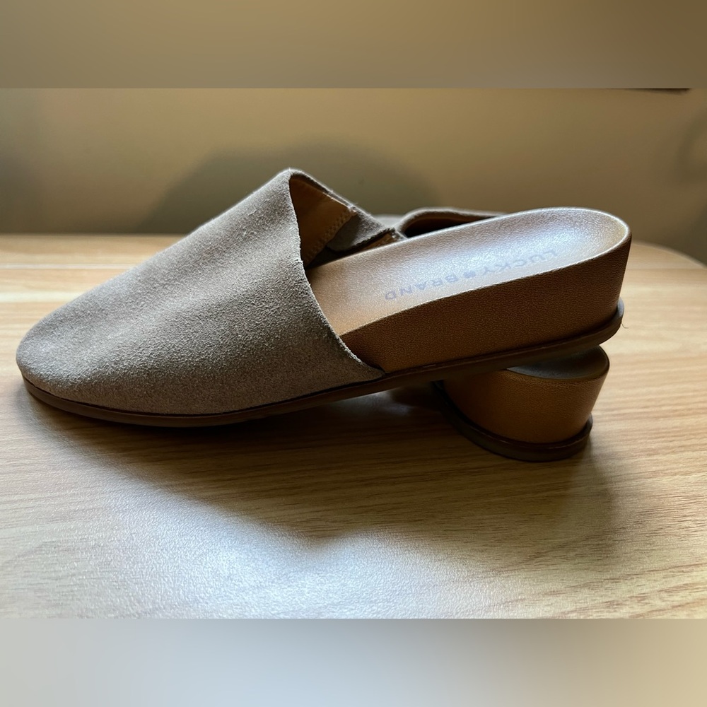 Lucky Brand Taupe Suede Mules - Picture 8 of 9